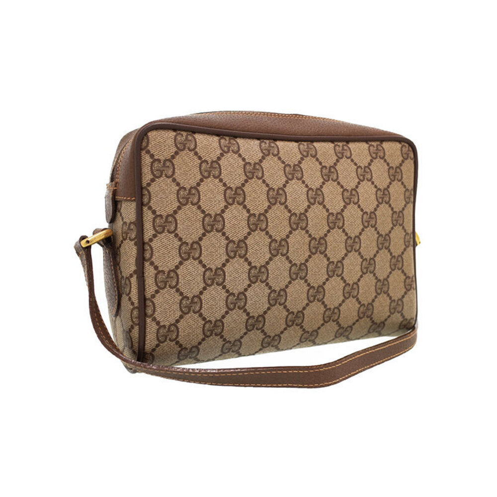 Gucci Flat Messenger Bag Crossbody GG Monogram Plus Brown